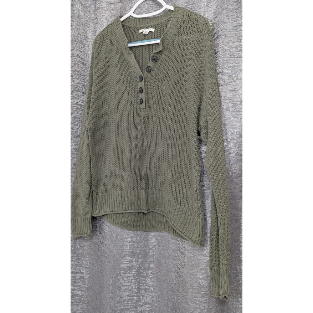 american eagle womens sweater m Green 3/4 Button Down Long Sleeve